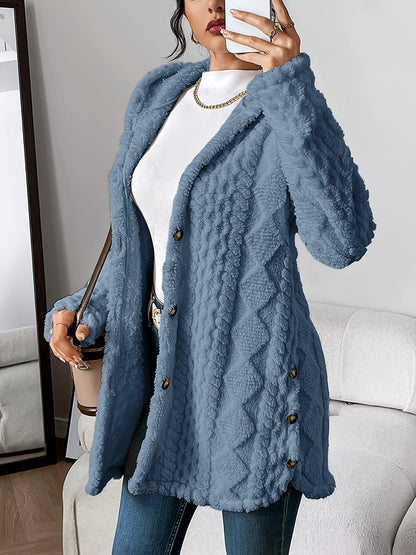 Langer Plüsch-Cardigan mit Kapuze für Damen – Kuscheliges Must-have für Herbst und Winter