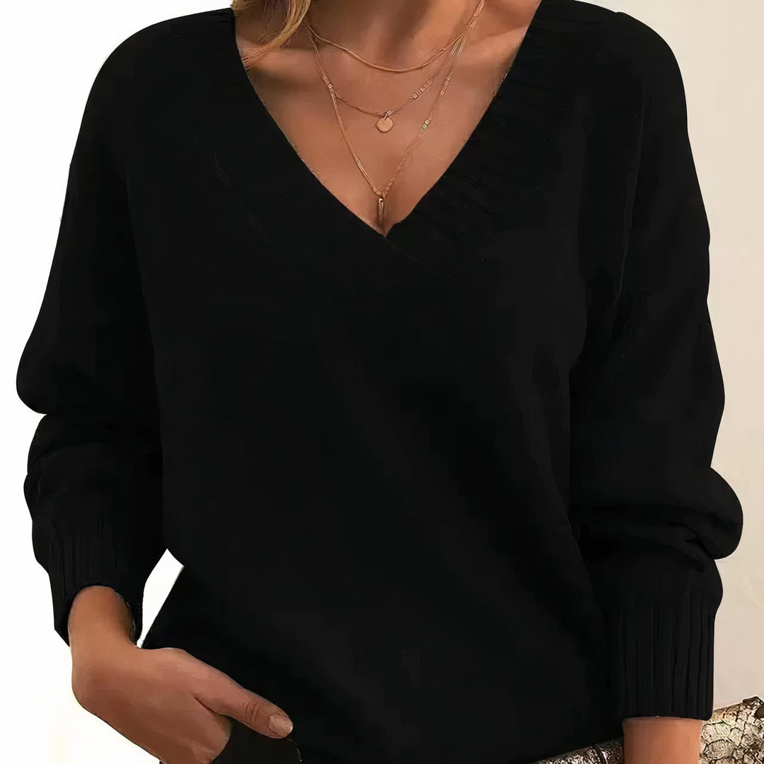 Women's Luxurious V-Neck Cashmere Blend Knit Sweater