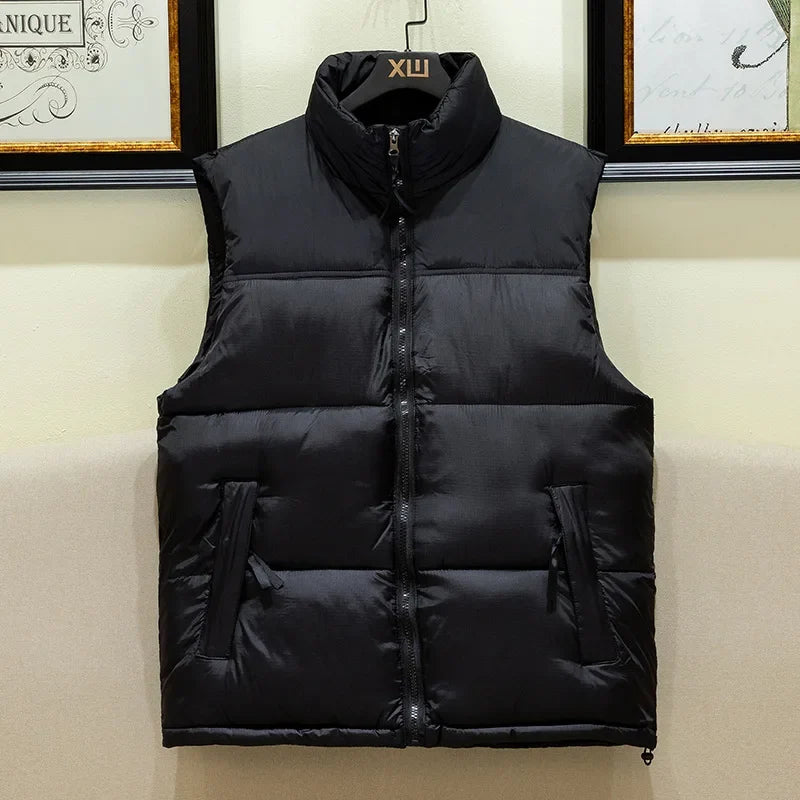 Gilet sans manches chaud matelassé en duvet pour homme, idéal pour l’hiver