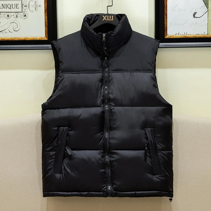 Gilet sans manches chaud matelassé en duvet pour homme, idéal pour l’hiver