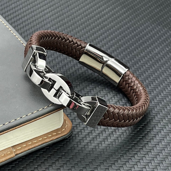 David | Stylish Vintage Leather Bracelet-The Yellow Prime