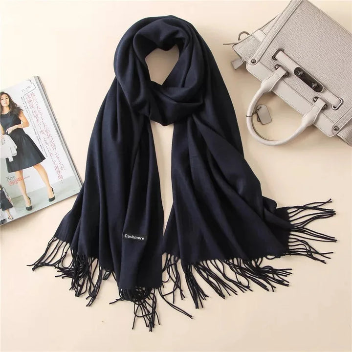 Women's Warm Cozy Cashmere Scarf with Long Fringe for Winter-The Yellow Prime