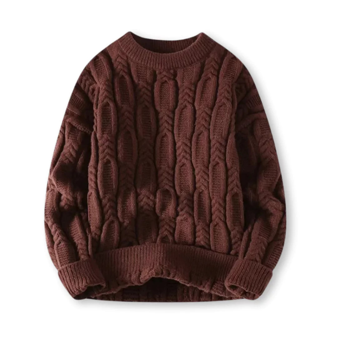 Men's Chunky Cable Knit Sweater for Winter Warmth