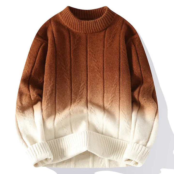Maglione girocollo da uomo in lana, morbido, classico, lavorato a maglia sfumata