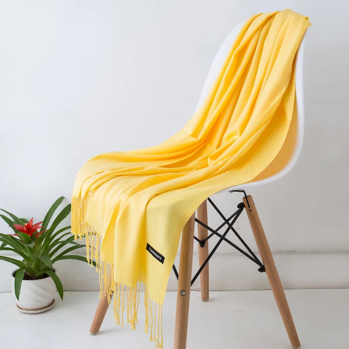 Women's Warm Cozy Cashmere Scarf with Long Fringe for Winter-The Yellow Prime