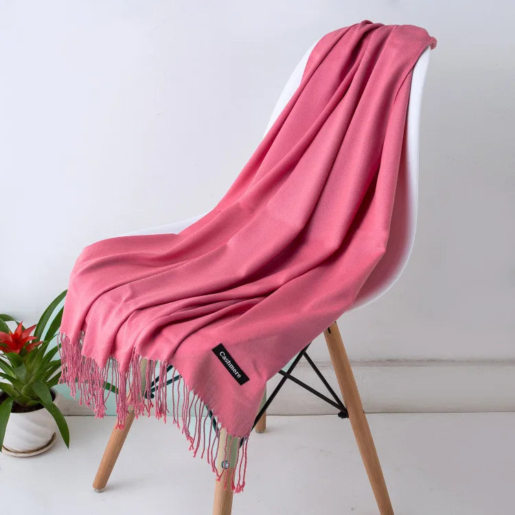 Women's Warm Cozy Cashmere Scarf with Long Fringe for Winter-The Yellow Prime