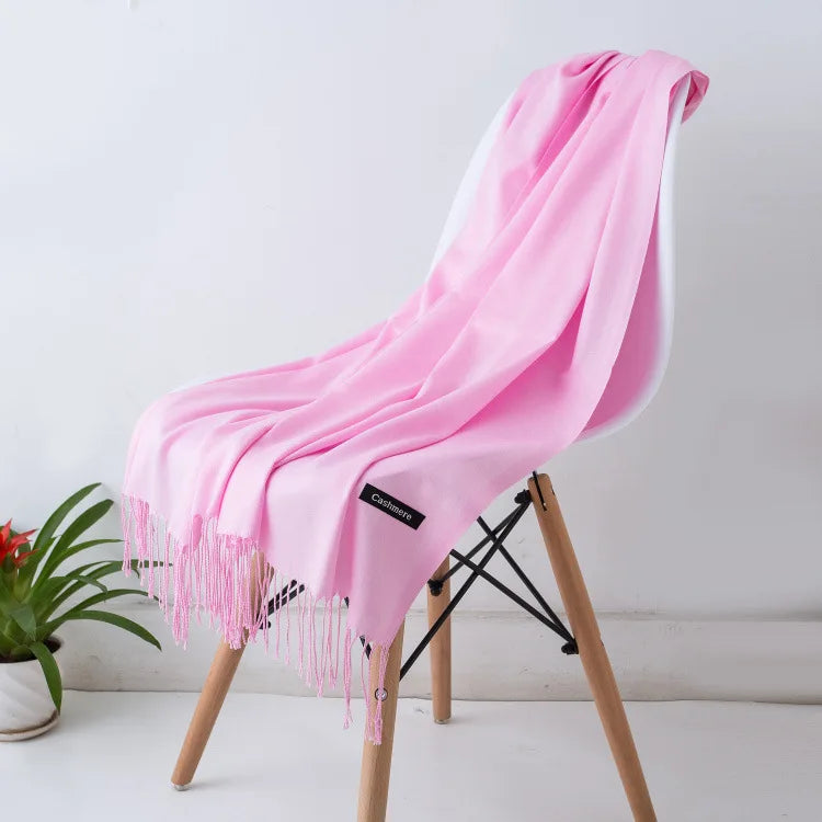 Women's Warm Cozy Cashmere Scarf with Long Fringe for Winter-The Yellow Prime