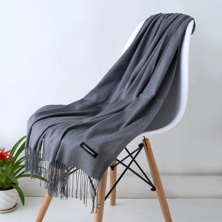 Women's Warm Cozy Cashmere Scarf with Long Fringe for Winter-The Yellow Prime
