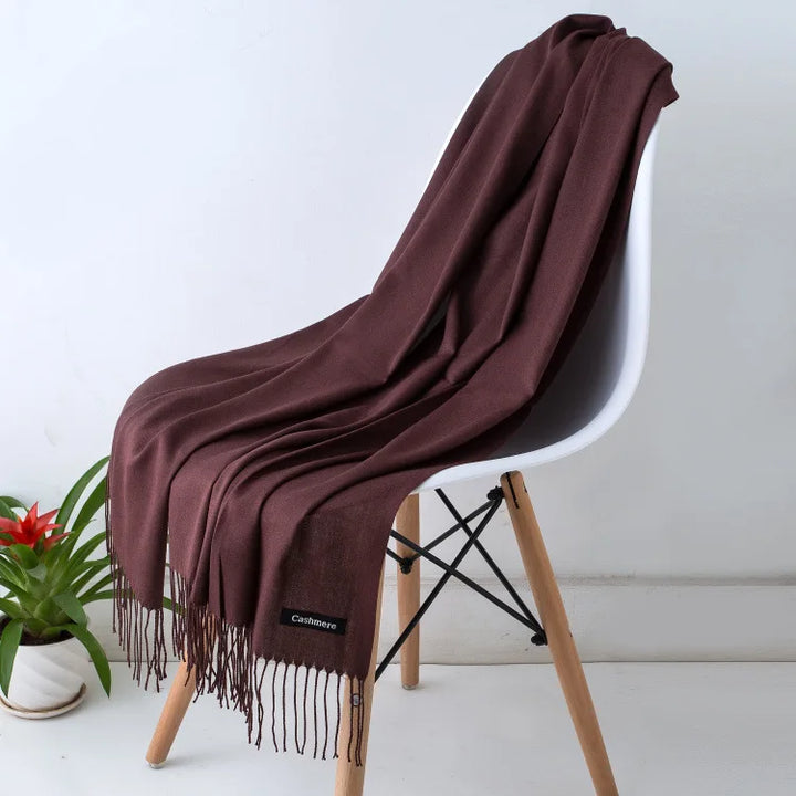 Women's Warm Cozy Cashmere Scarf with Long Fringe for Winter-The Yellow Prime