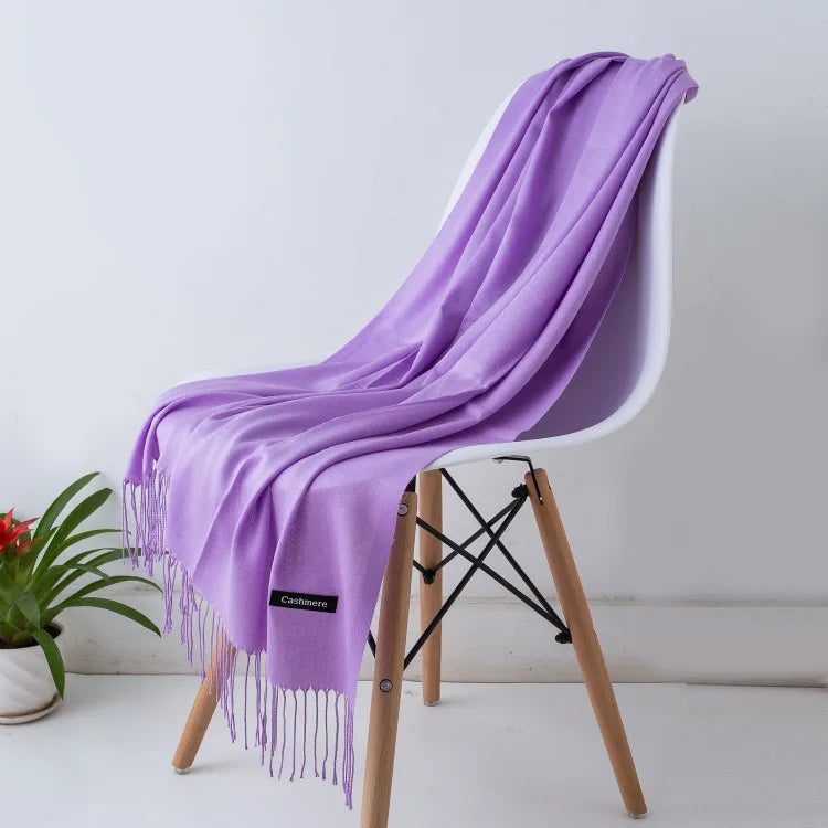 Women's Warm Cozy Cashmere Scarf with Long Fringe for Winter-The Yellow Prime