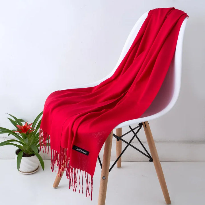 Women's Warm Cozy Cashmere Scarf with Long Fringe for Winter-The Yellow Prime