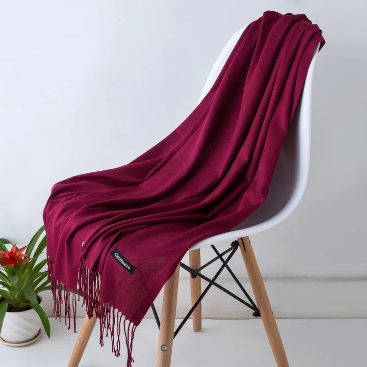 Women's Warm Cozy Cashmere Scarf with Long Fringe for Winter-The Yellow Prime
