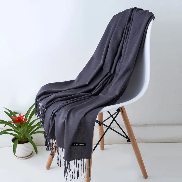Women's Warm Cozy Cashmere Scarf with Long Fringe for Winter-The Yellow Prime