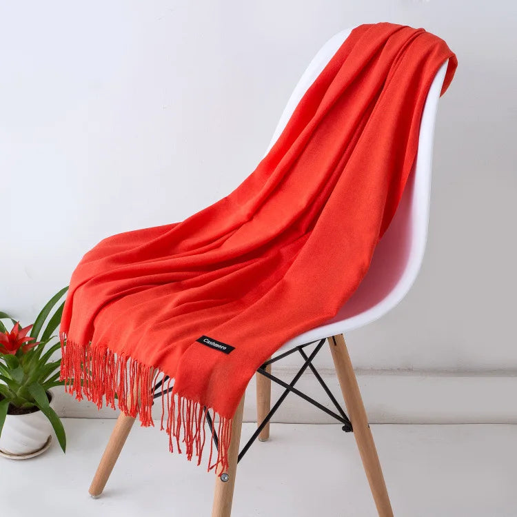 Women's Warm Cozy Cashmere Scarf with Long Fringe for Winter-The Yellow Prime