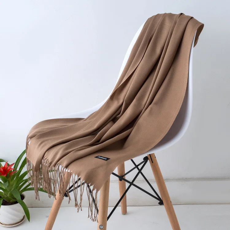 Women's Warm Cozy Cashmere Scarf with Long Fringe for Winter-The Yellow Prime