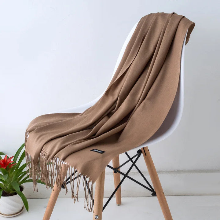 Women's Warm Cozy Cashmere Scarf with Long Fringe for Winter-The Yellow Prime