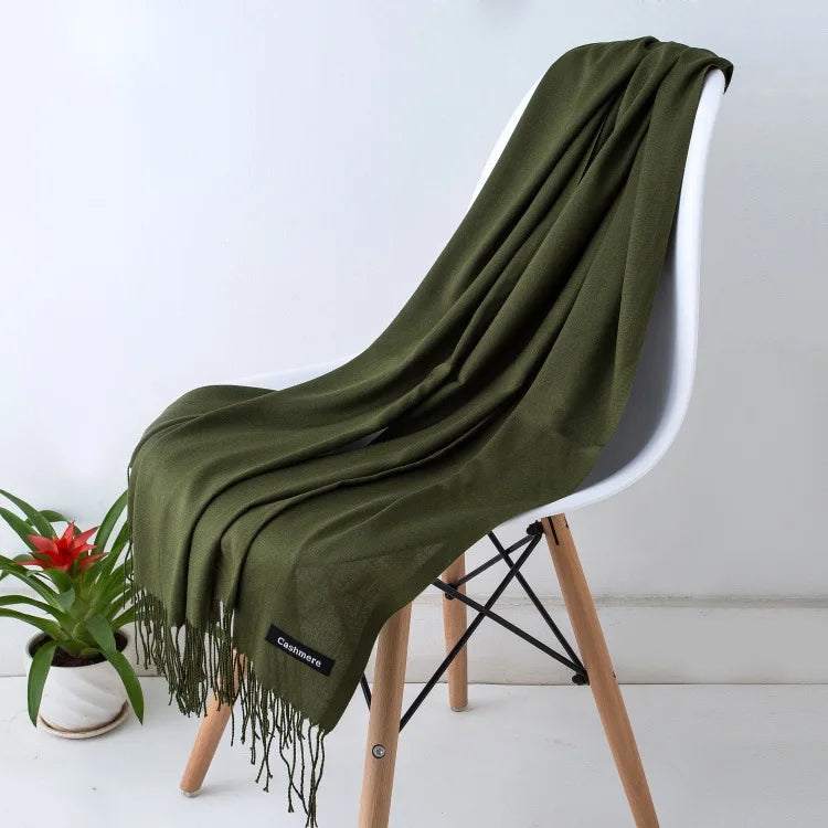Women's Warm Cozy Cashmere Scarf with Long Fringe for Winter-The Yellow Prime