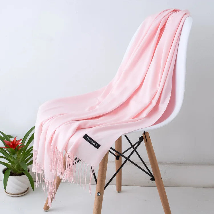 Women's Warm Cozy Cashmere Scarf with Long Fringe for Winter-The Yellow Prime