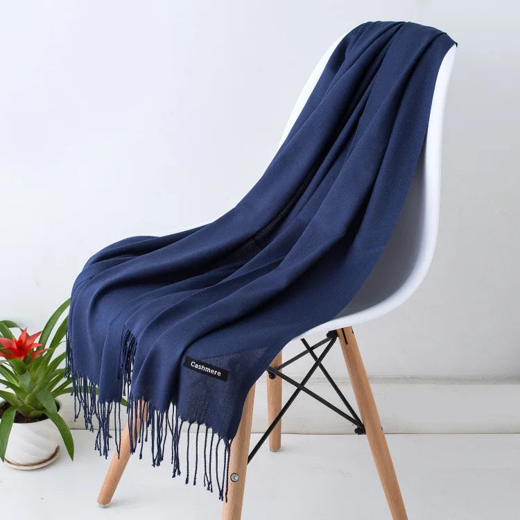 Women's Warm Cozy Cashmere Scarf with Long Fringe for Winter-The Yellow Prime