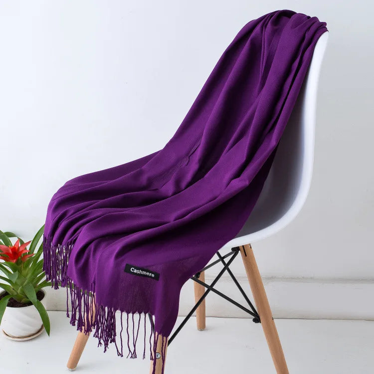 Women's Warm Cozy Cashmere Scarf with Long Fringe for Winter-The Yellow Prime