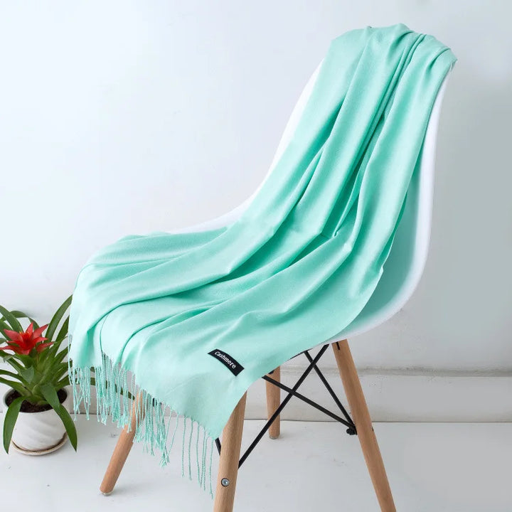 Women's Warm Cozy Cashmere Scarf with Long Fringe for Winter-The Yellow Prime