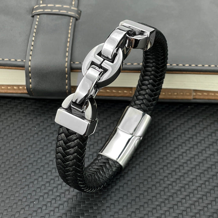 David | Stylish Vintage Leather Bracelet-The Yellow Prime