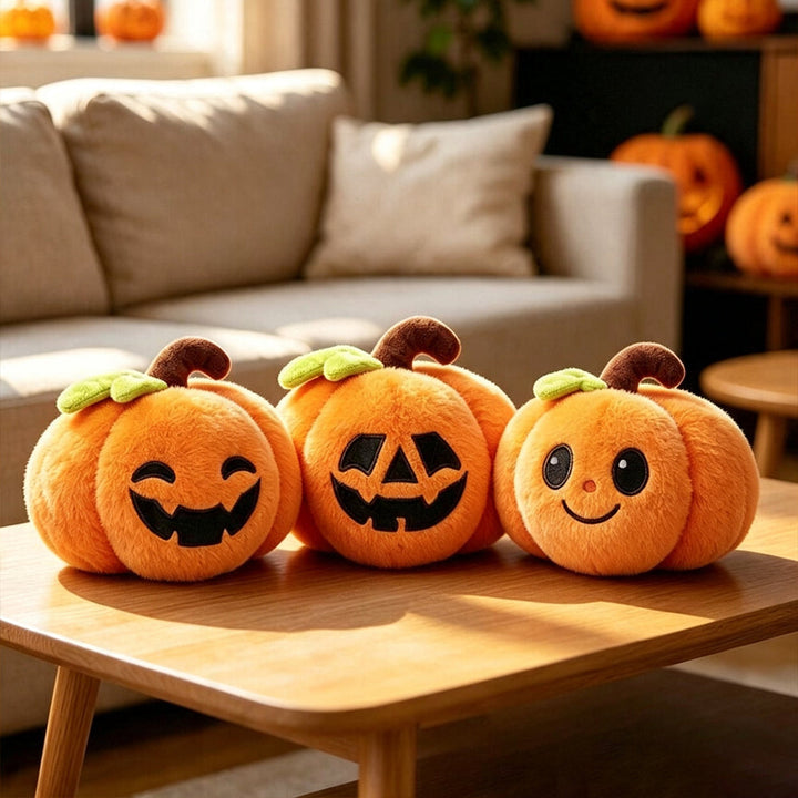 Miękkie pluszowe postacie na Halloween z haftowanymi twarzami i wzorami