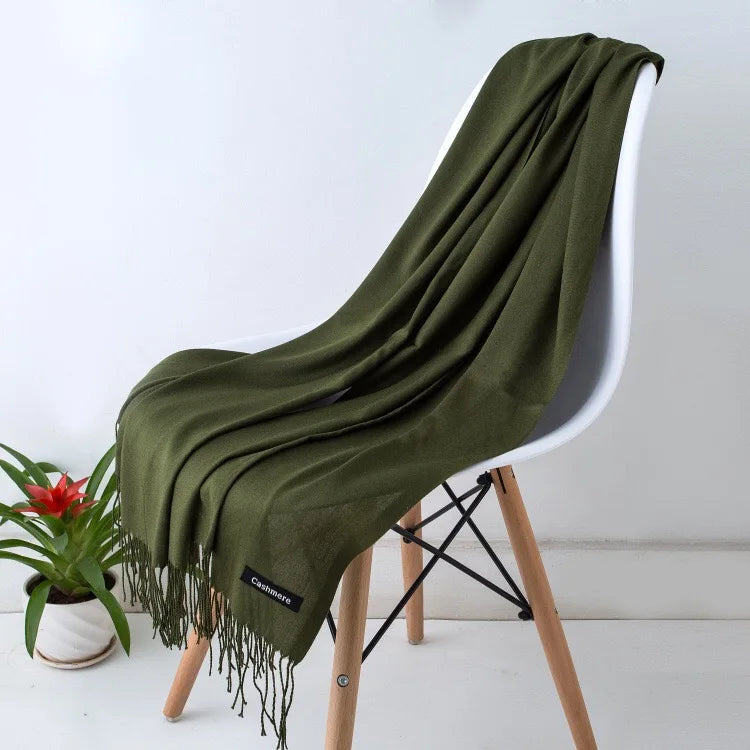 Women's Warm Cozy Cashmere Scarf with Long Fringe for Winter-The Yellow Prime