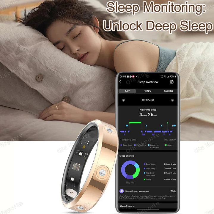 Health Tracker Smart Ring - IP68 Waterproof Sleep & Heart Rate Monitor-The Yellow Prime