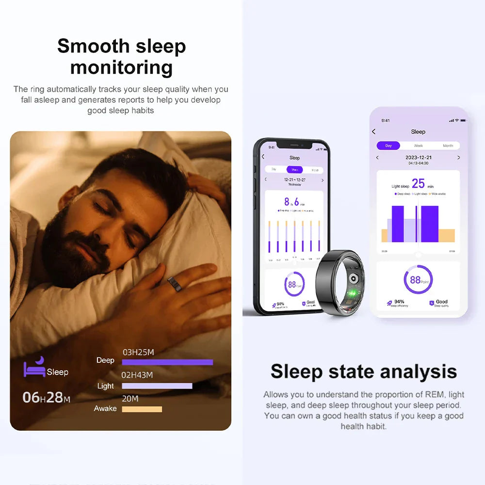 Health Tracker Smart Ring - Waterproof, Heart Rate, Sleep, SpO2, Multi-Sport-The Yellow Prime