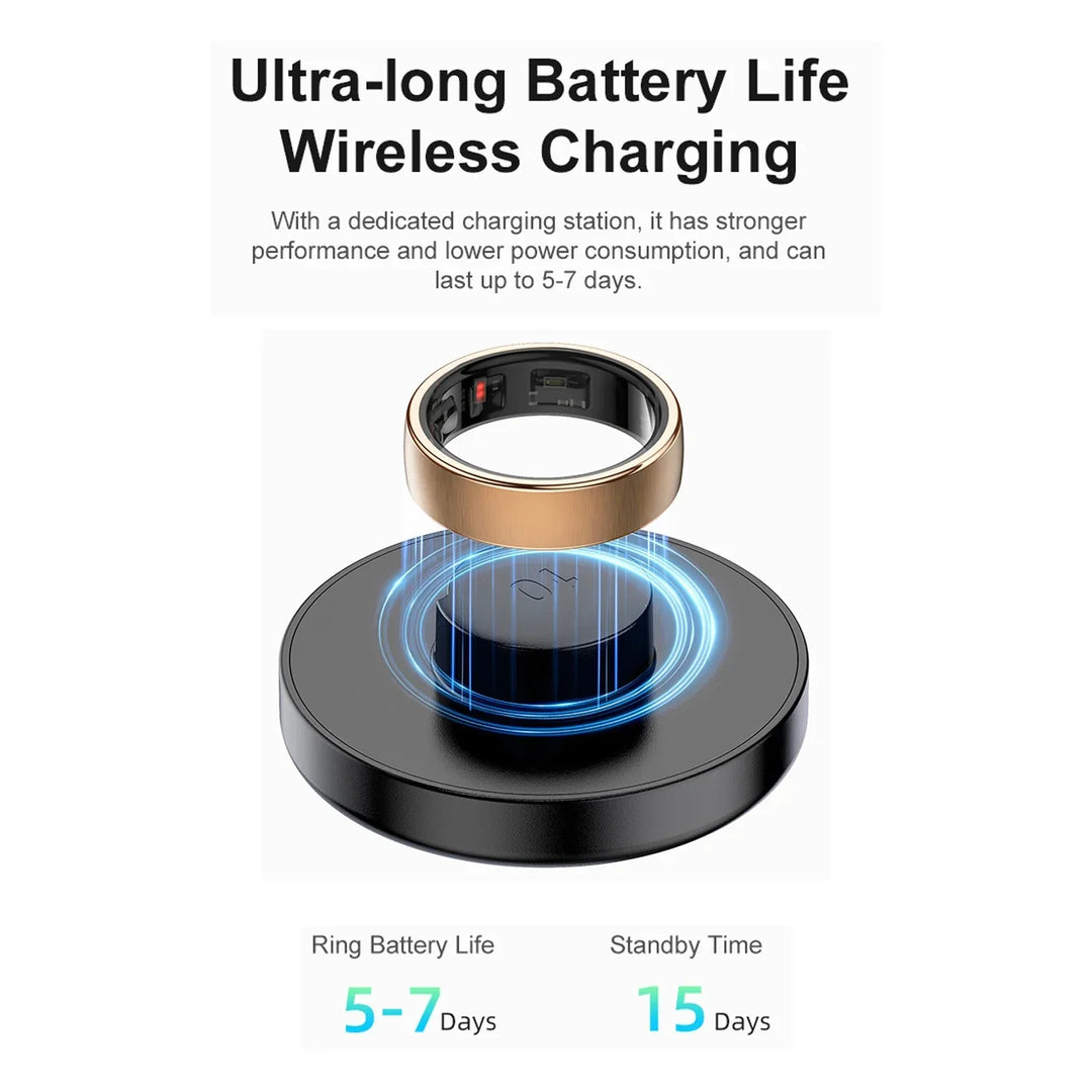 Health Tracker Smart Ring with Charging Dock for Heart Rate & Sleep-The Yellow Prime