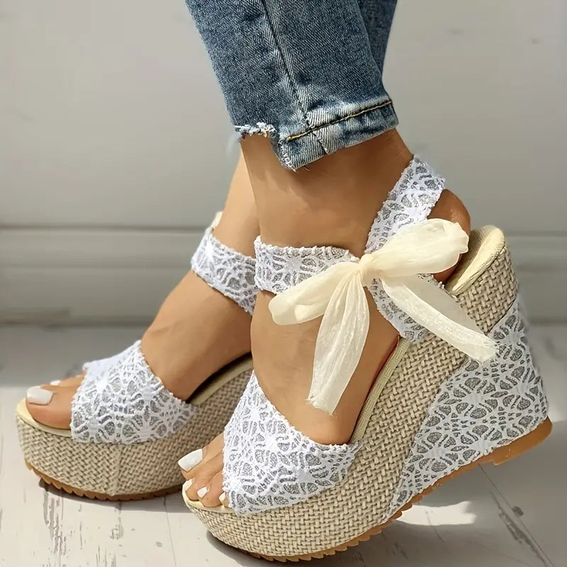 Helena | Women's Stylish Wedge Sandals with Elegant Bow Design-The Yellow Prime