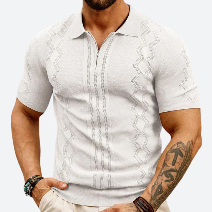Hendrix | Men's Stylish Zip-Up Polo Shirt-The Yellow Prime