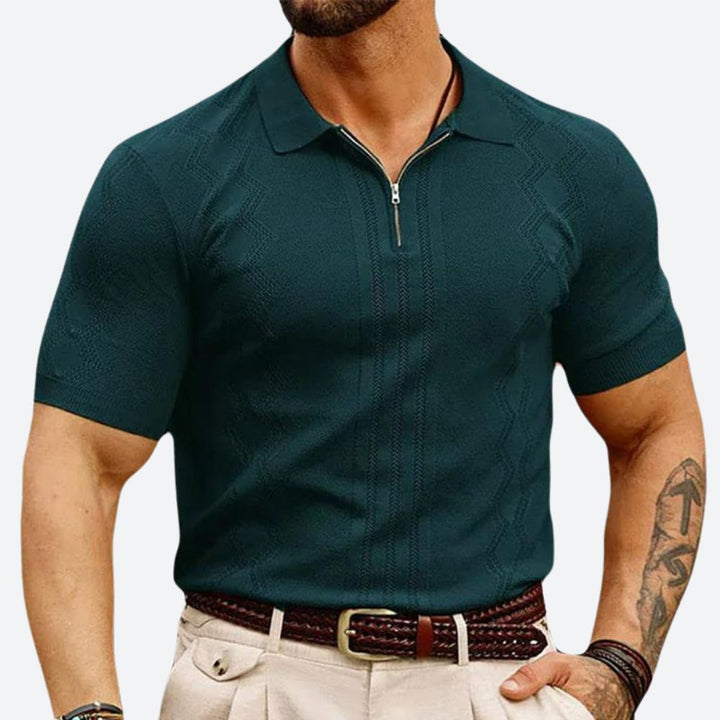 Hendrix | Men's Stylish Zip-Up Polo Shirt-The Yellow Prime