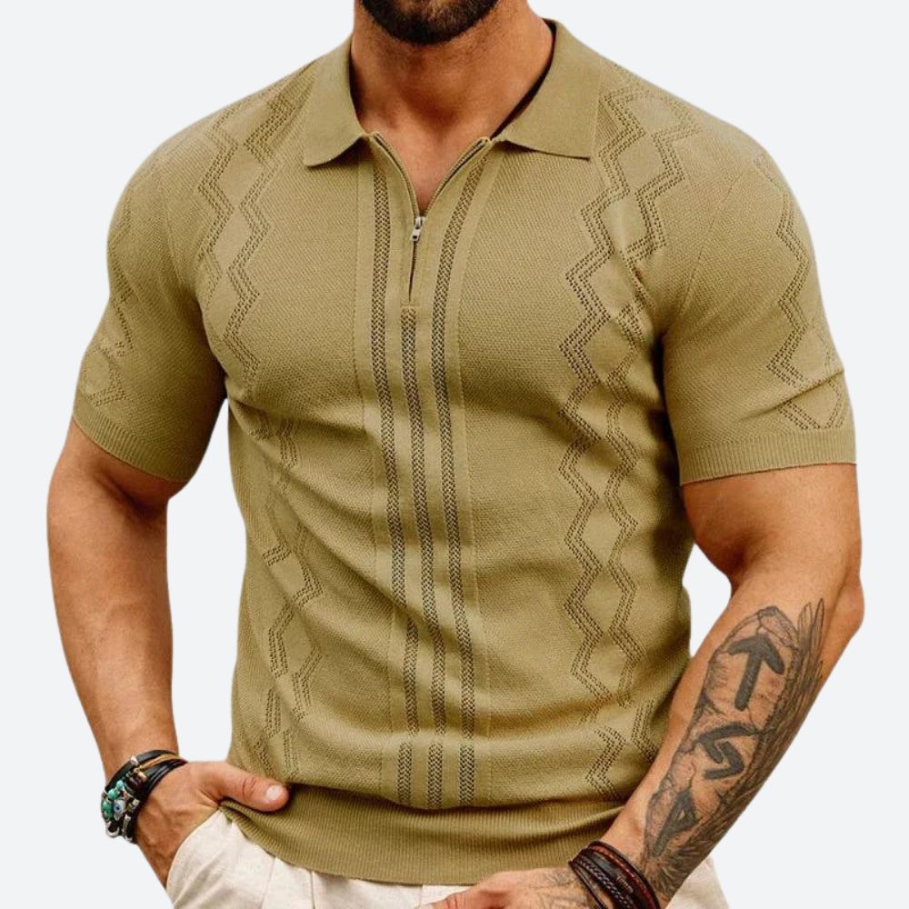 Hendrix | Men's Stylish Zip-Up Polo Shirt-The Yellow Prime