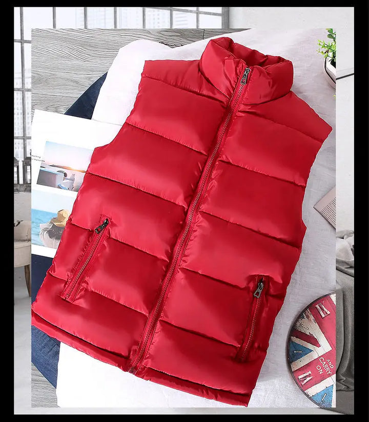Men's Casual Warm Slim Puffer Vest - Stand Collar, Polyester