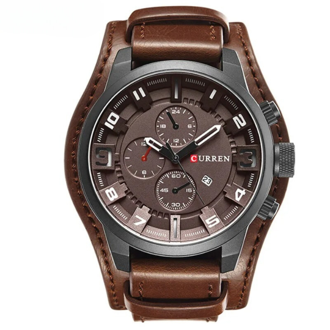 Men's classic chronograph watch – genuine leather for business use-The Yellow Prime