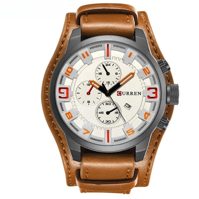 Men's classic chronograph watch – genuine leather for business use-The Yellow Prime