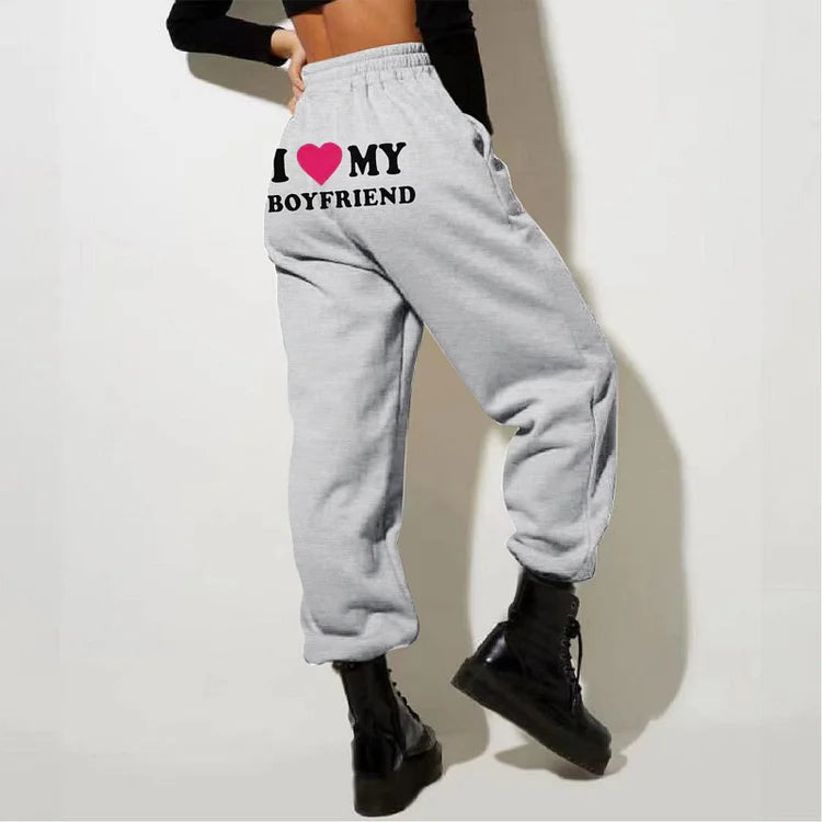 Women's I Love My Boyfriend Jogging Pants-The Yellow Prime