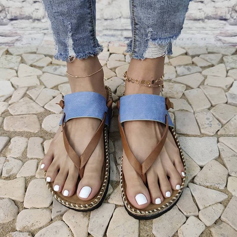 Isa | Women's Elegant and Comfortable Blue Flip-Flops-The Yellow Prime