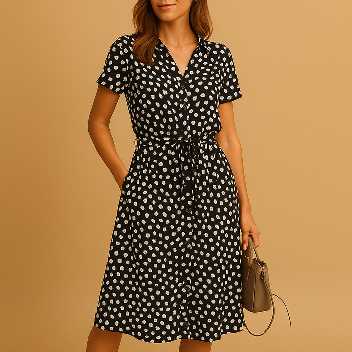Isabelle | Women's Elegant A-Line Midi Dress-The Yellow Prime