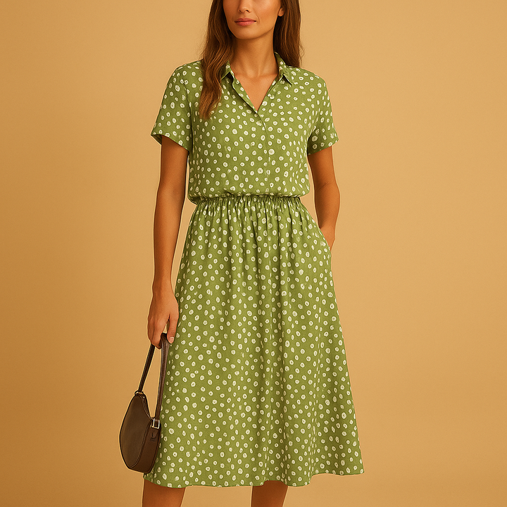 Isabelle | Women's Elegant A-Line Midi Dress-The Yellow Prime