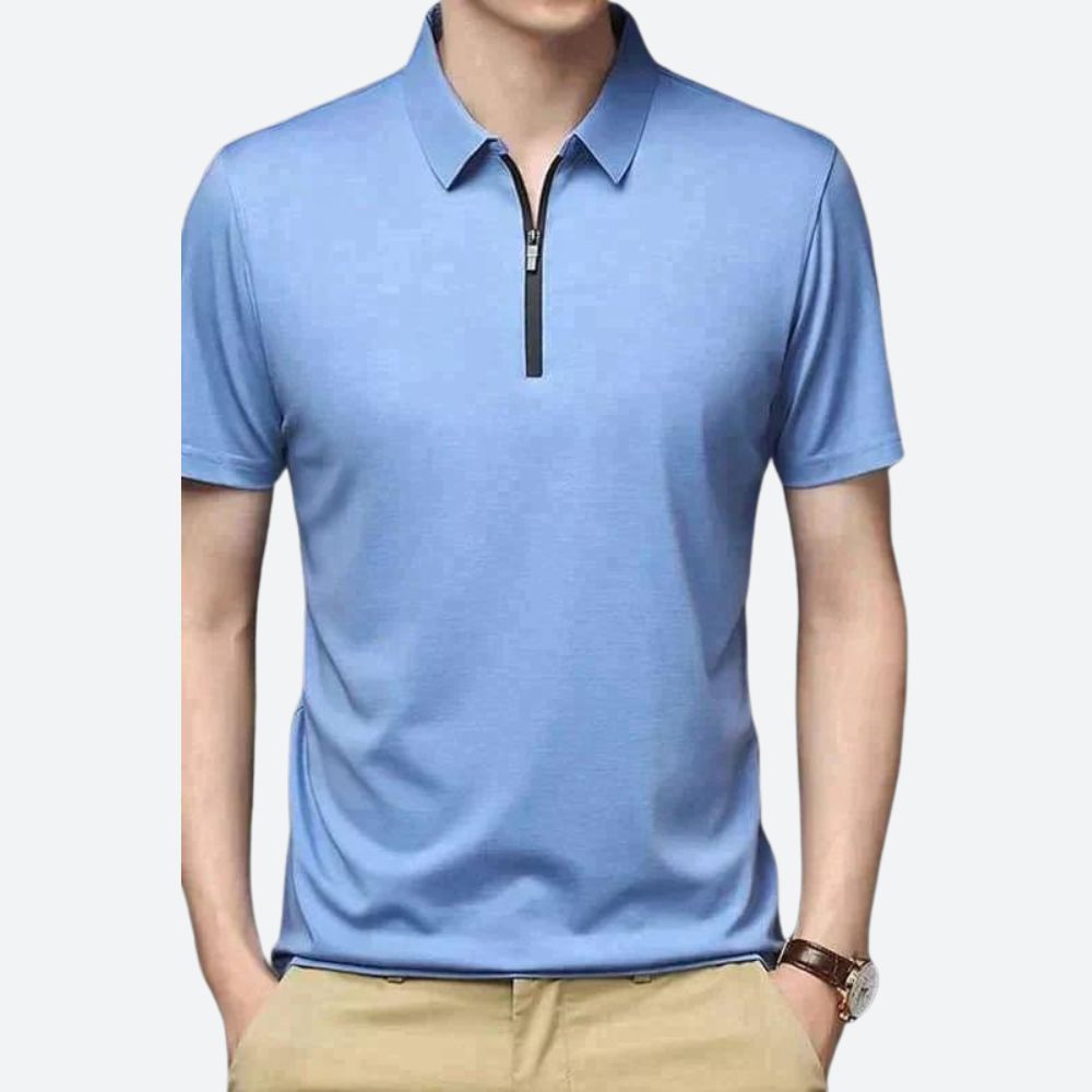 Justin | Men's Stylish Silk Polo Shirt-The Yellow Prime