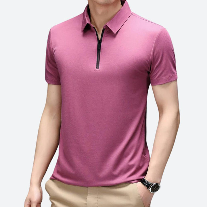 Justin | Men's Stylish Silk Polo Shirt-The Yellow Prime