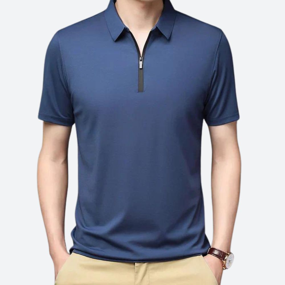 Justin | Men's Stylish Silk Polo Shirt-The Yellow Prime