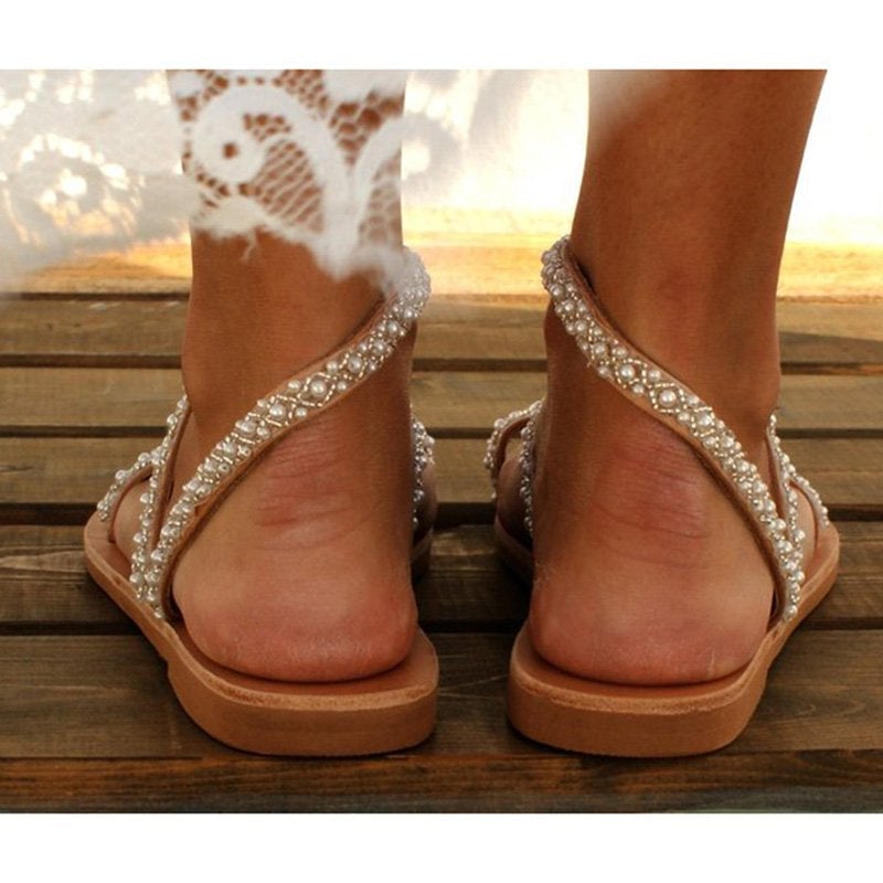 Jade | Women's Trendy Boho Summer Pearl Sandals-The Yellow Prime