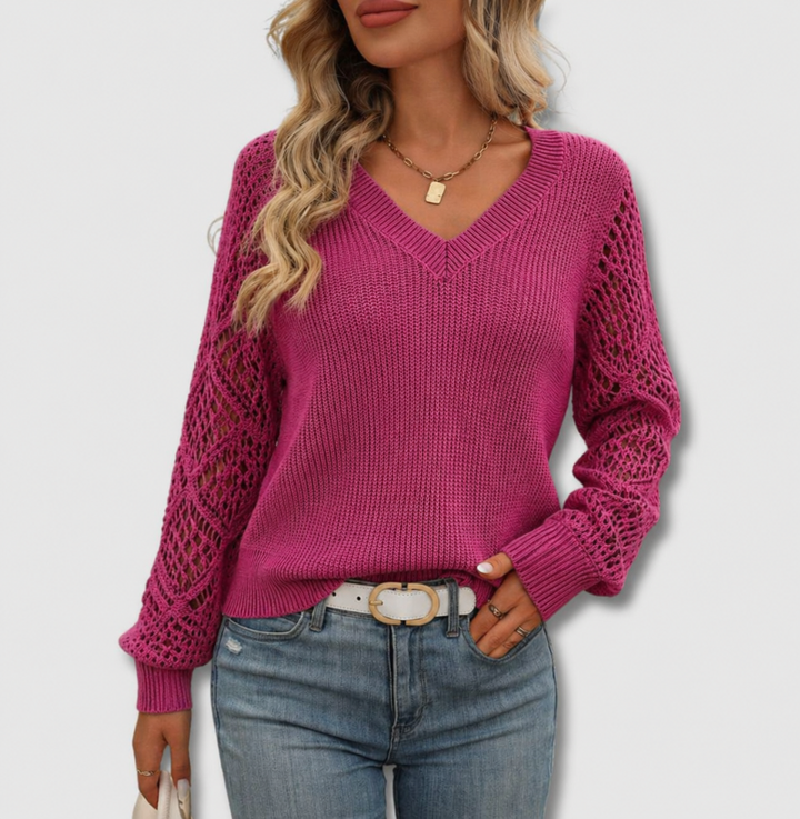 Women's Elegant and Comfortable V-Neck Knit Sweater