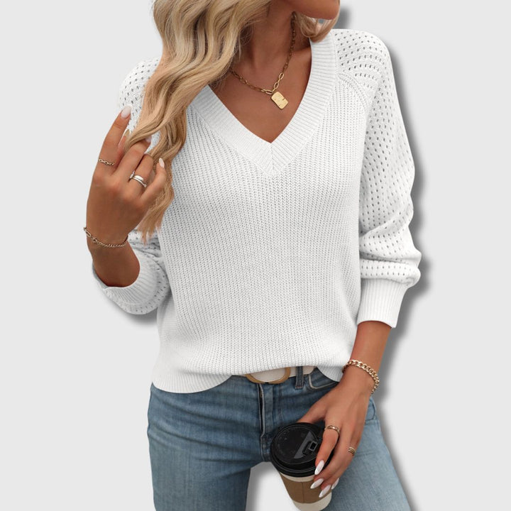 Women's Elegant and Comfortable V-Neck Knit Sweater