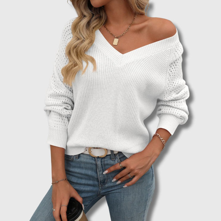 Women's Elegant and Comfortable V-Neck Knit Sweater