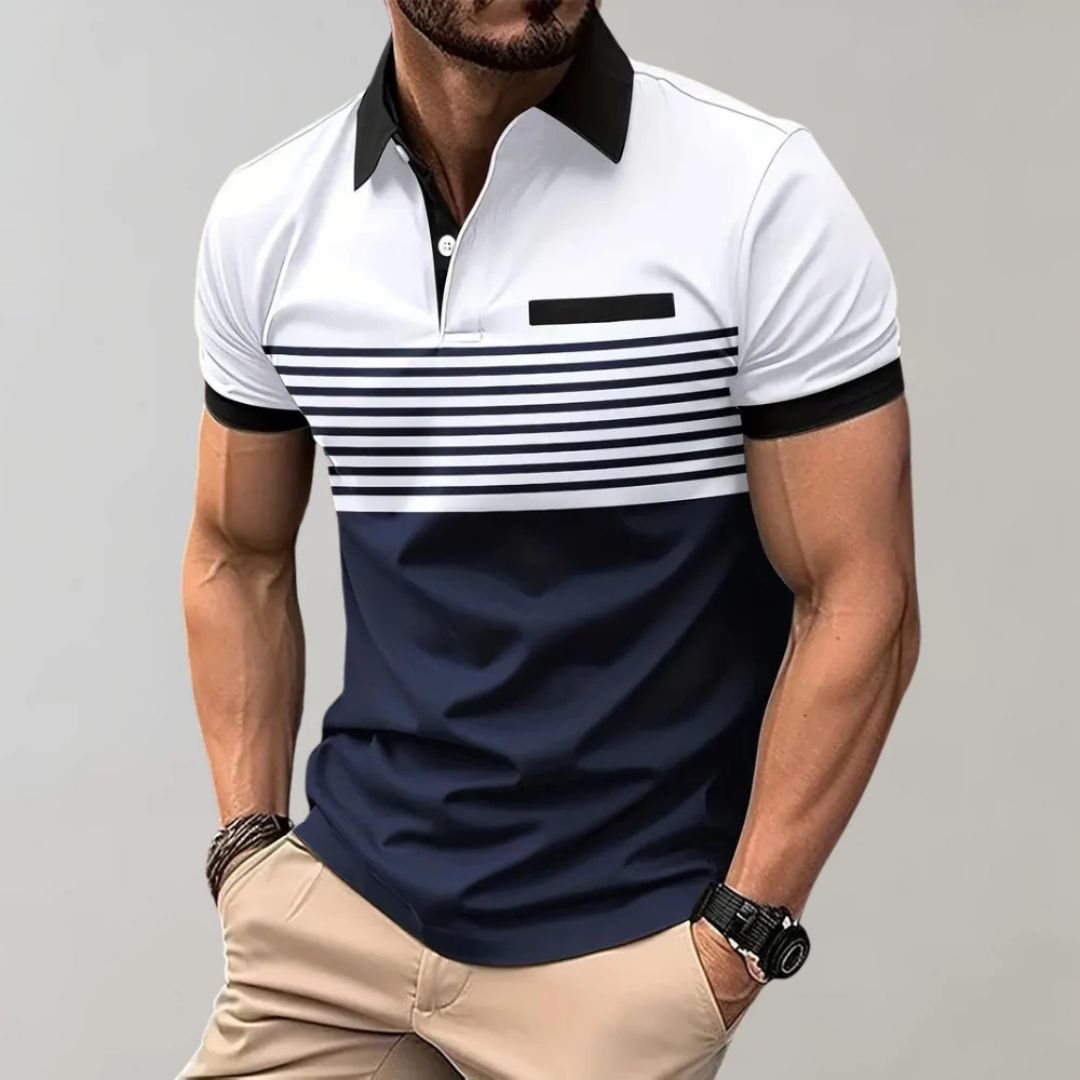 James | Men's Casual Striped Polo - Stylish and Comfortable-The Yellow Prime